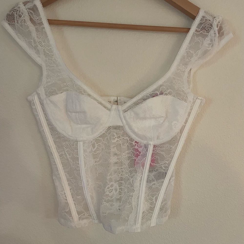 White Edikted Lacey Corset Top